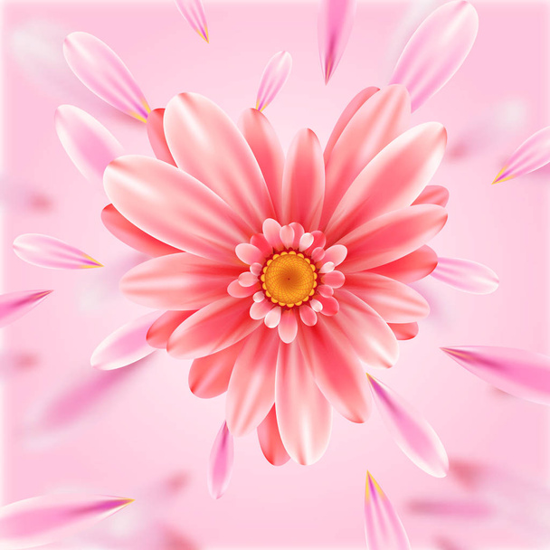 ガーベラの花のハートのカード. - ベクター画像