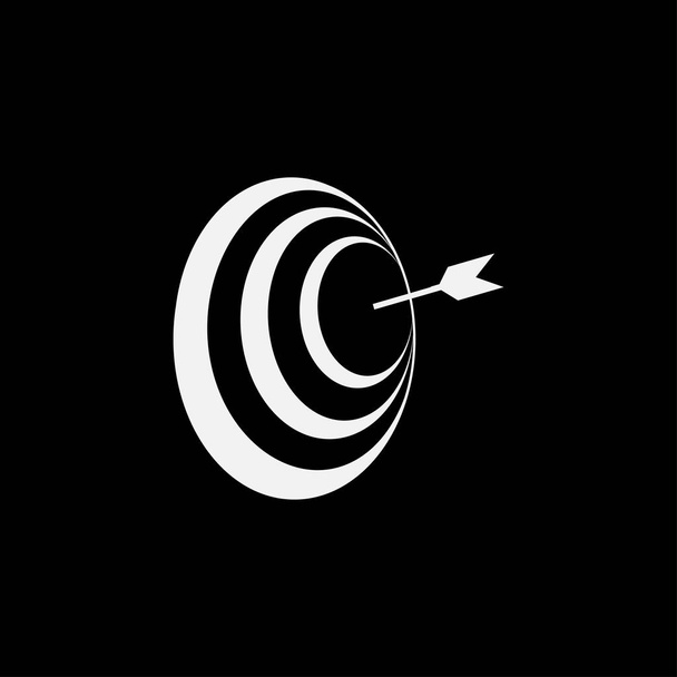 Icône de la cible et de la flèche Isolé sur fond noir
 - Vecteur, image