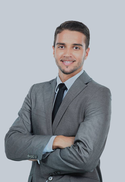 Portrait of happy smiling businessman, isolated on white - Foto, Imagem