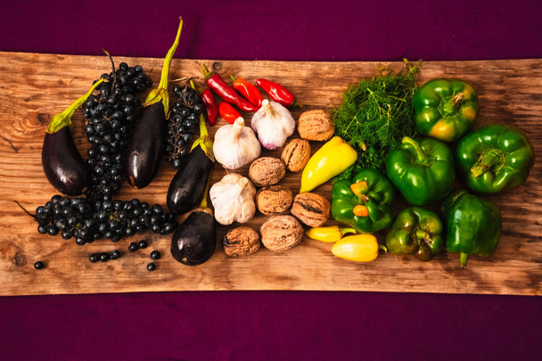 colheita de outono. legumes e frutas. vitaminas. vista de cima
 - Foto, Imagem