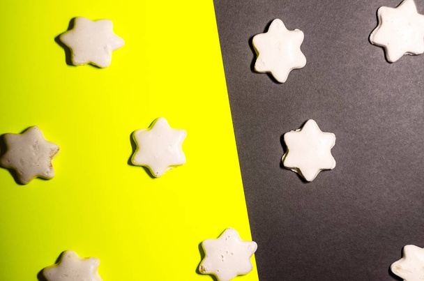 cookies in the form of stars. feast for the feast. background is black and yellow. - Photo, Image