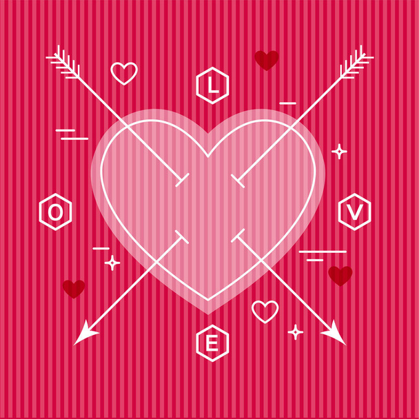 Minimalist flat line Valentine design. For print, banners, t-shirts, or part of your design. - ベクター画像