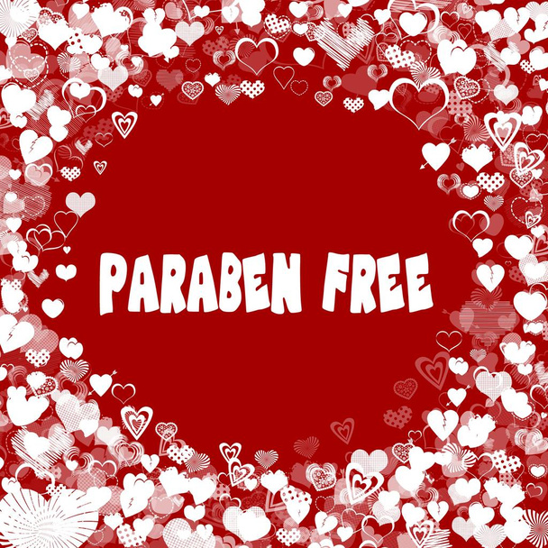 Серця рамку з Paraben безкоштовні текст на червоному тлі. - Фото, зображення