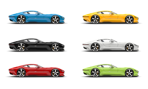 Conjunto de coches deportivos modernos súper en varios colores
 - Foto, imagen