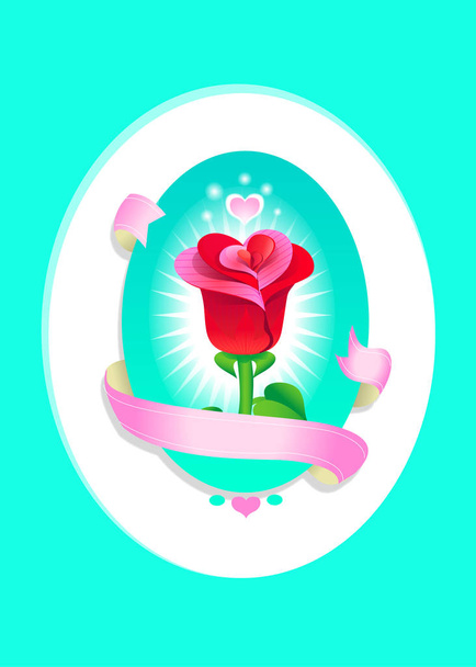 Romantic greeting card with rose. Vector illustration for Valentines day. - Vetor, Imagem