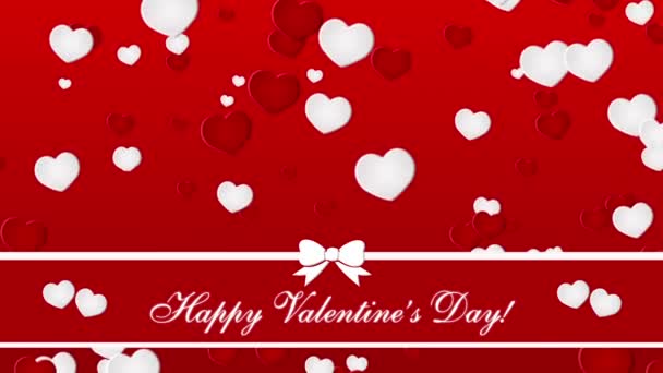 Happy Valentines Day with hearts on the red background - Footage, Video