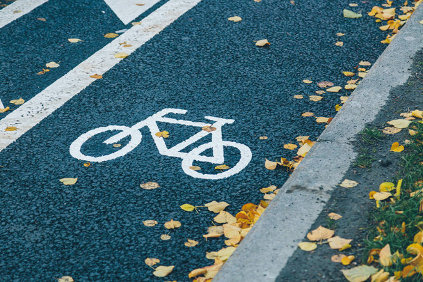 Bisiklet yolu asfalt üzerinde iz - Fotoğraf, Görsel