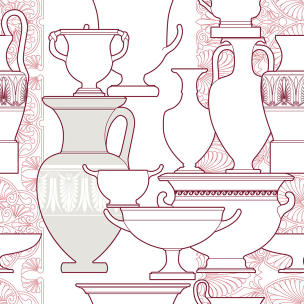 Ceramic Ethnic national Greek style seamless pattern - Vector, Image