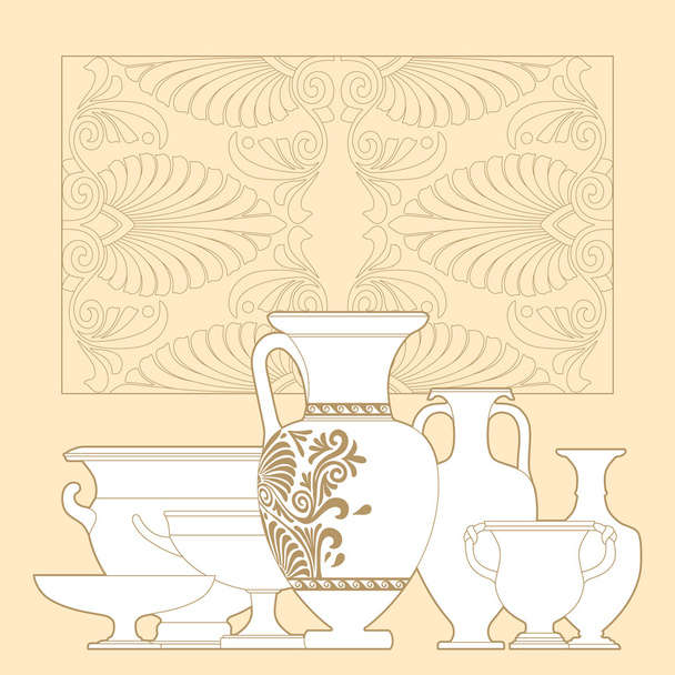 Ceramic Ethnic national Greek style seamless pattern - Vetor, Imagem