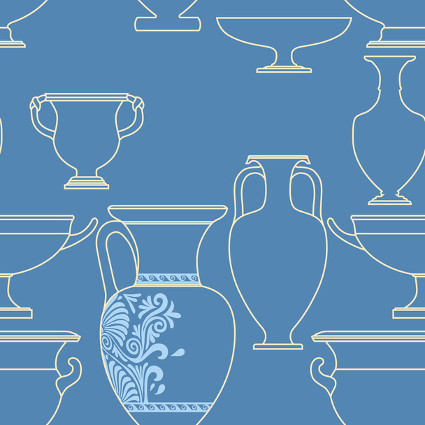 Ceramic Ethnic national Greek style seamless pattern - Vector, Imagen