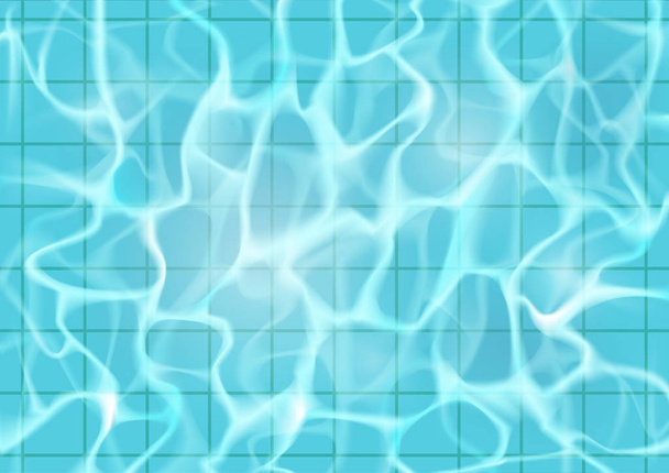 Superficie de agua con resplandor solar. El fondo de la piscina, los suelos de cerámica. Ilustración realista vector fondo
. - Vector, imagen