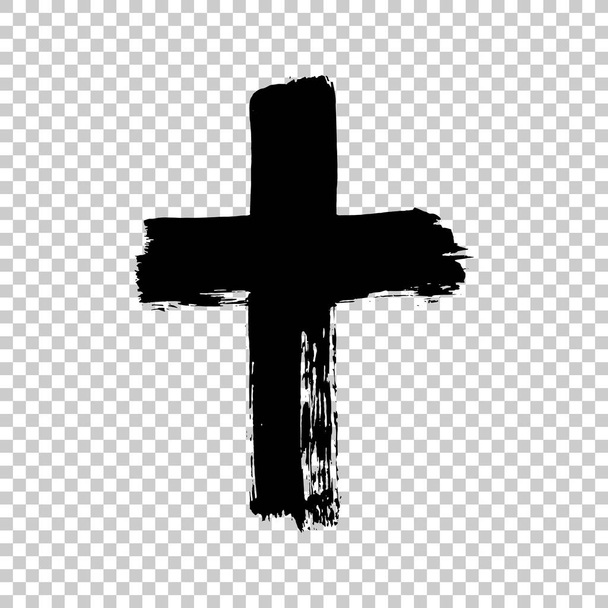 Ręcznie rysowane krzyż. Stary krzyż. Krzyż wykonany z pociągnięcia pędzlem - Wektor, obraz