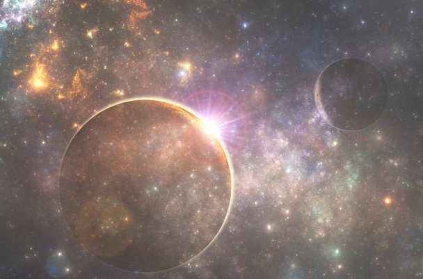 Deep space idegen bolygón, fantasy astro 3D-s illusztráció - Fotó, kép