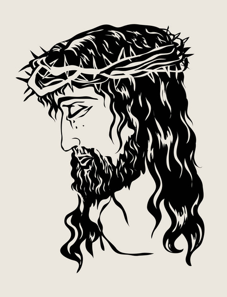 Cara de Jesucristo, diseño de dibujo de dibujo de vectores de arte
  - Vector, Imagen
