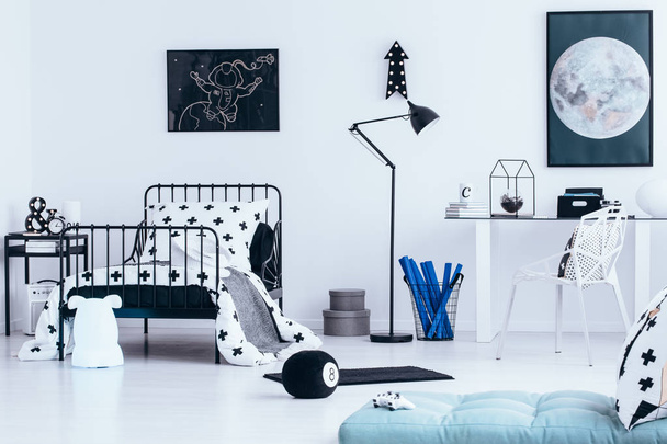 Teenager's bedroom with moon poster - Foto, Imagem