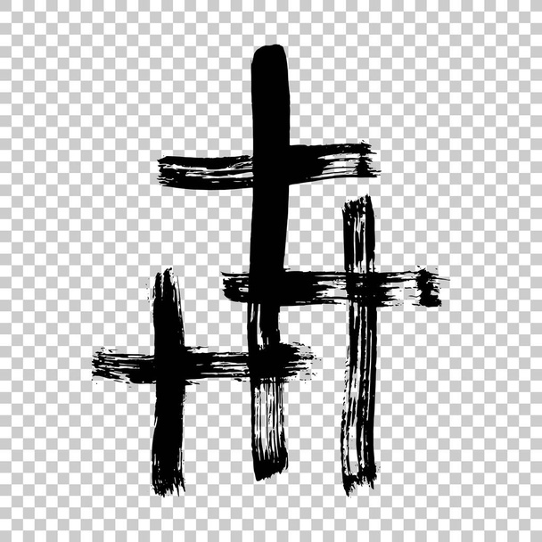 Ręcznie rysowane krzyż. Stary krzyż. Krzyż wykonany z pociągnięcia pędzlem - Wektor, obraz