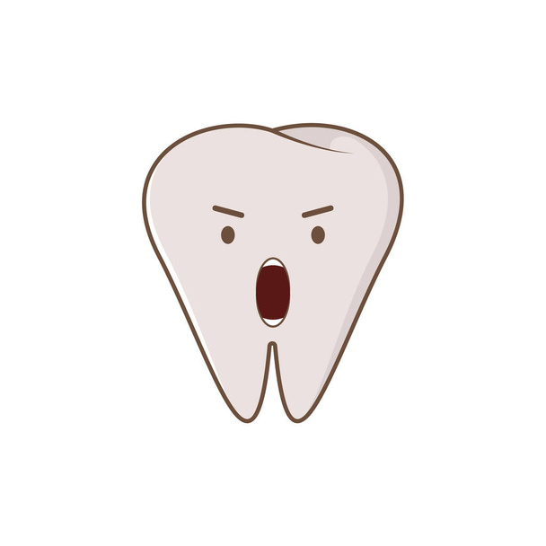 Cute angry and nervous tooth. Vector modern flat style cartoon character illustration. Clear tooth kid children christmas concept dental dentist card. - Вектор, зображення