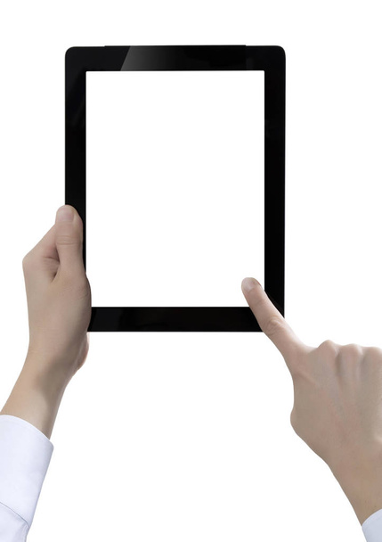 Tableta digital de mano, recortada sobre fondo blanco
 - Foto, imagen