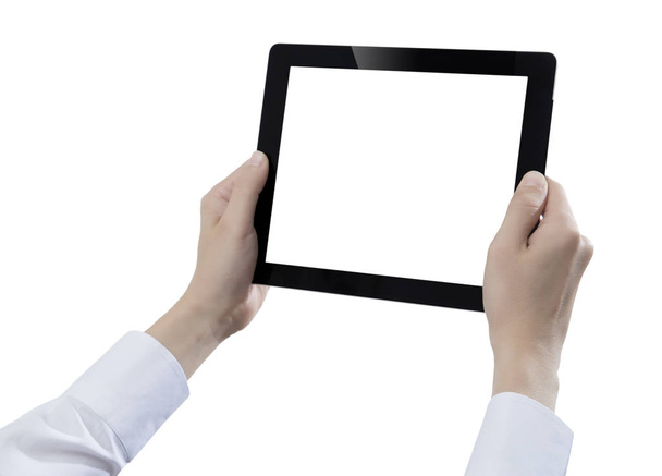 Tableta digital de mano, recortada sobre fondo blanco
 - Foto, Imagen