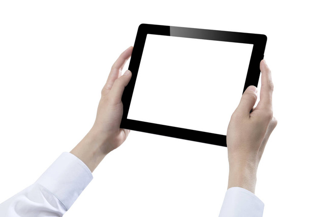 Tableta digital de mano, recortada sobre fondo blanco
 - Foto, Imagen