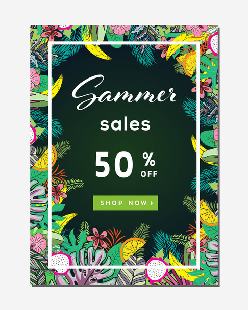 Summer sale background layout for banners,Wallpaper,flyers, invitation, posters, brochure, voucher discount.Vector illustration template. - Vector, imagen