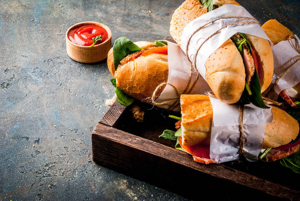 Fresh baguette sandwiches - Фото, изображение