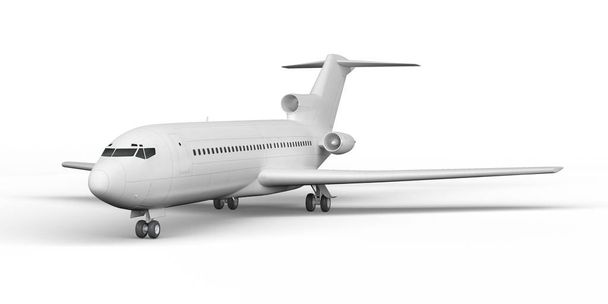 Passenger plane BOEING 727 3D render on a white background - Photo, Image
