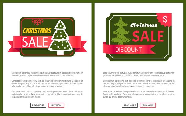 Two Best Christmas Sale Cards Vector Illustration - Vetor, Imagem
