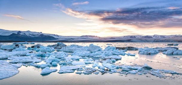 view of icebergs in glacier lagoon, Iceland, global warming concept - Photo, Image