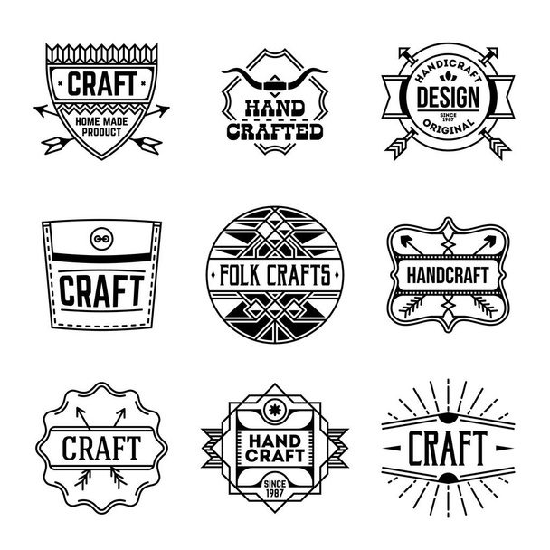 Simple Mono Lines Logos Collection. Hand Craft Design Set - Вектор,изображение