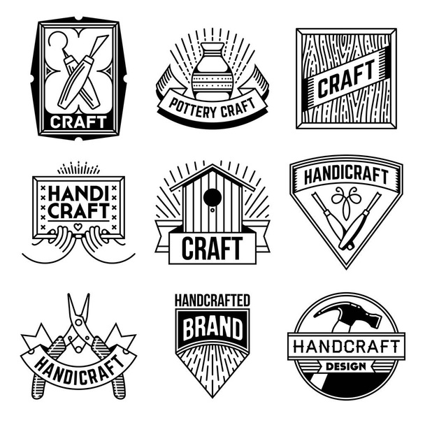 Simple Mono Lines Logos Collection. Hand Craft Design Set - Vettoriali, immagini