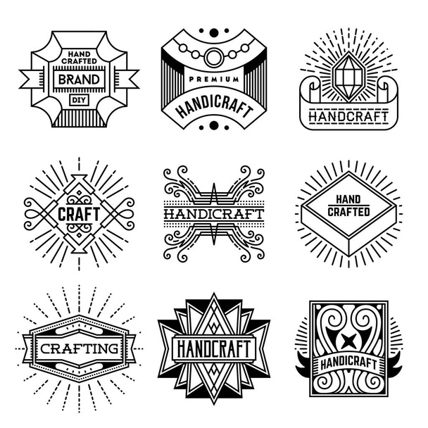 Simple Mono Lines Logos Collection. Hand Craft Design Set - Vector, Image