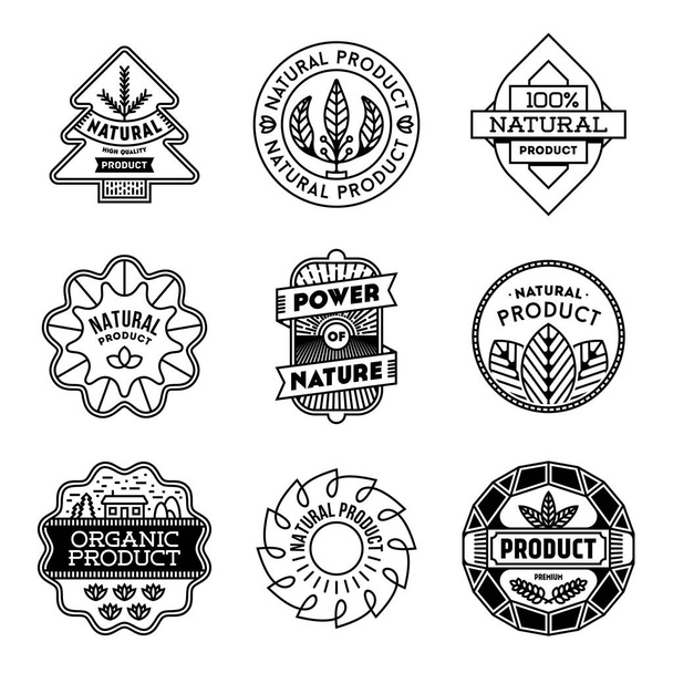 Simple Mono Lines Logos Collection. Natural Organic Product - Vector, Image