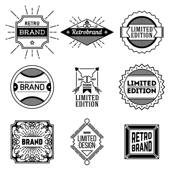 Assorted retro design insignias logotypes set. Vector vintage elements - Vektor, Bild