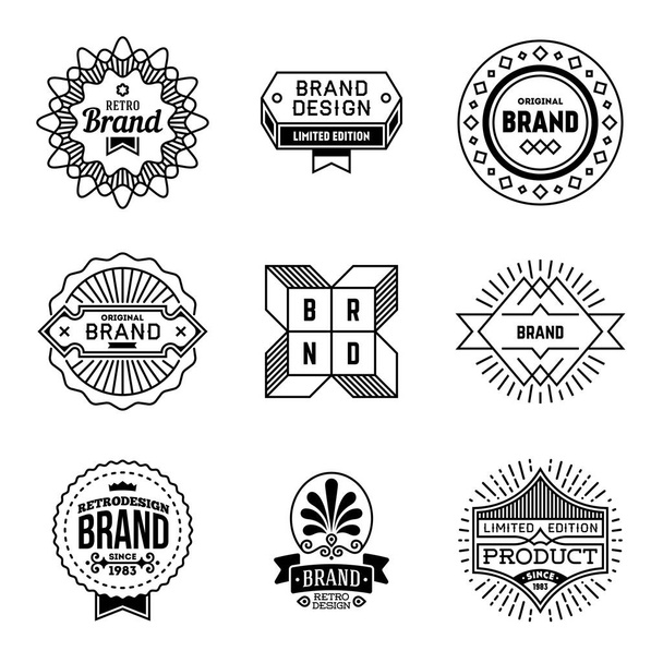 Simple Mono Lines Logos Collection. Retro Brand  - Vektör, Görsel