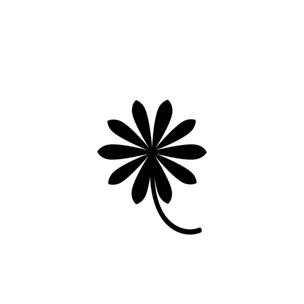 Black flat icon of daisy flower. Isolated on white. Vector illustration. Eco style. - Vector, Imagen