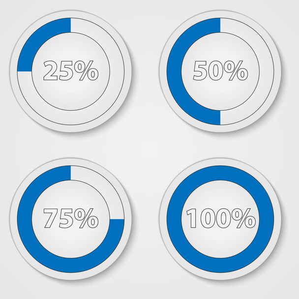 Blue circle of information loading. Percentage vector infographics. Percent pie chart. - Вектор,изображение