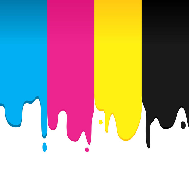 CMYK Paint Dripping Vector Graphic Background - Vector, Image