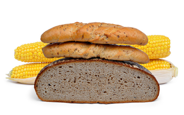 Pain de blé avec petit pain à grains entiers
 - Photo, image