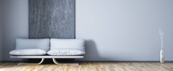Innenarchitektur des modernen Wohnzimmers mit Sofa 3D-Rendering - Foto, Bild