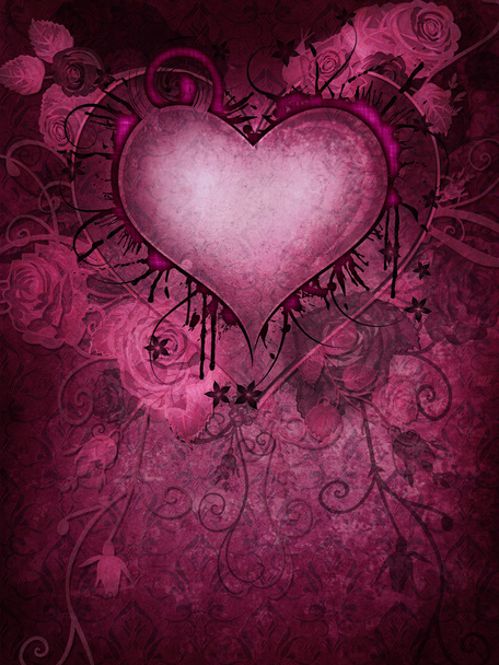 różowe tło z sercem - Zdjęcie, obraz