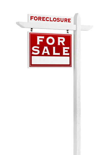 links vor Zwangsvollstreckung verkauft zum Verkauf Immobilienschild isoliert auf weiß. - Foto, Bild