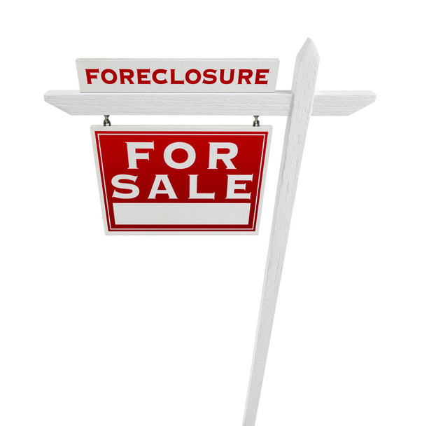 Left Facing Foreclosure Sold For Sale Real Estate Sign Isolated on White. - Photo, Image