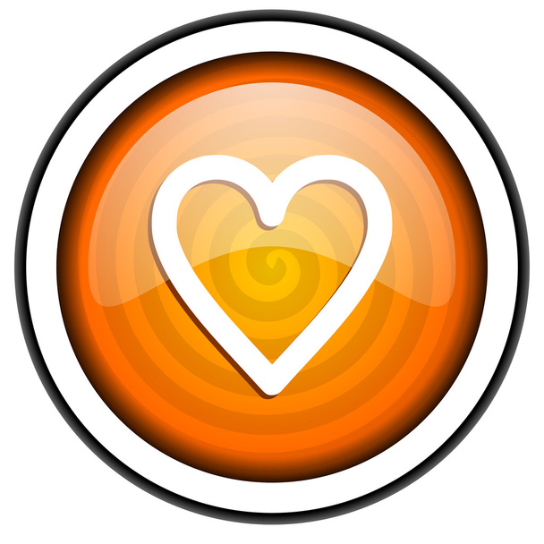 heart orange glossy icon isolated on white background - Fotó, kép