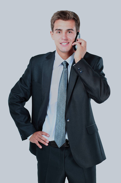 portrait of business man with mobile phone. - Fotó, kép