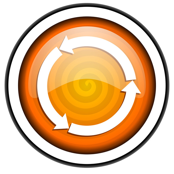 refresh orange glossy icon isolated on white background - Photo, image