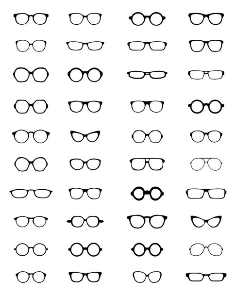 Sziluettek a különböző szemüvegek fehér alapon - Vektor, kép