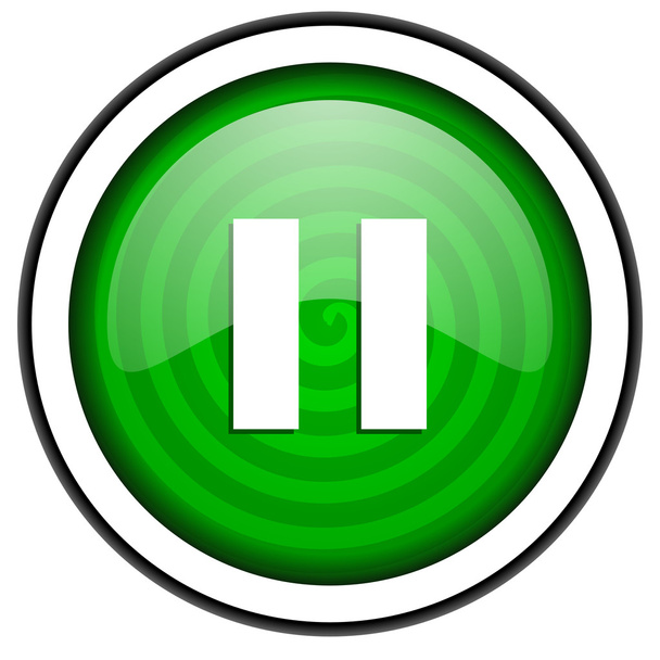 пауза зелена глянсова іконка ізольована на білому тлі
 - Фото, зображення