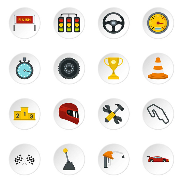 Racing speed set flat icons - Vector, Image