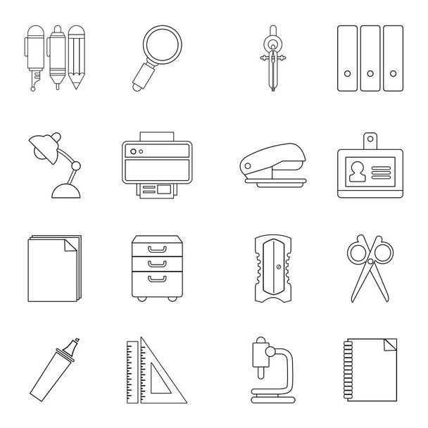 Stationery icons set, outline style - Vector, afbeelding